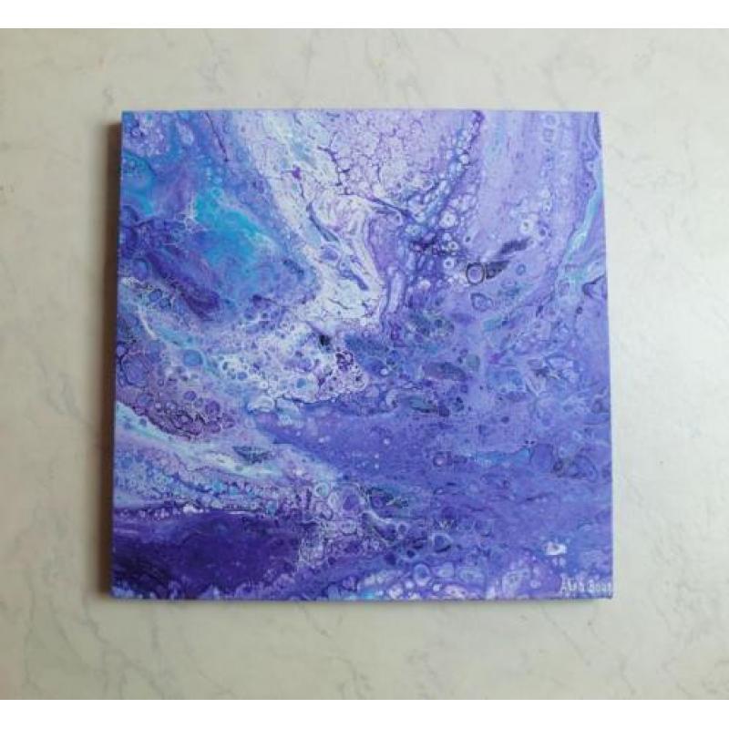 Nieuw handgeschilderd 3D schilderij in lila/paars/ 50/50cm