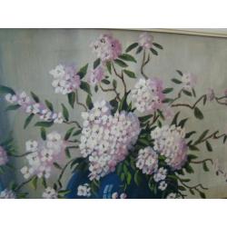 Vintage olieverf schilderij stilleven van L. Hart