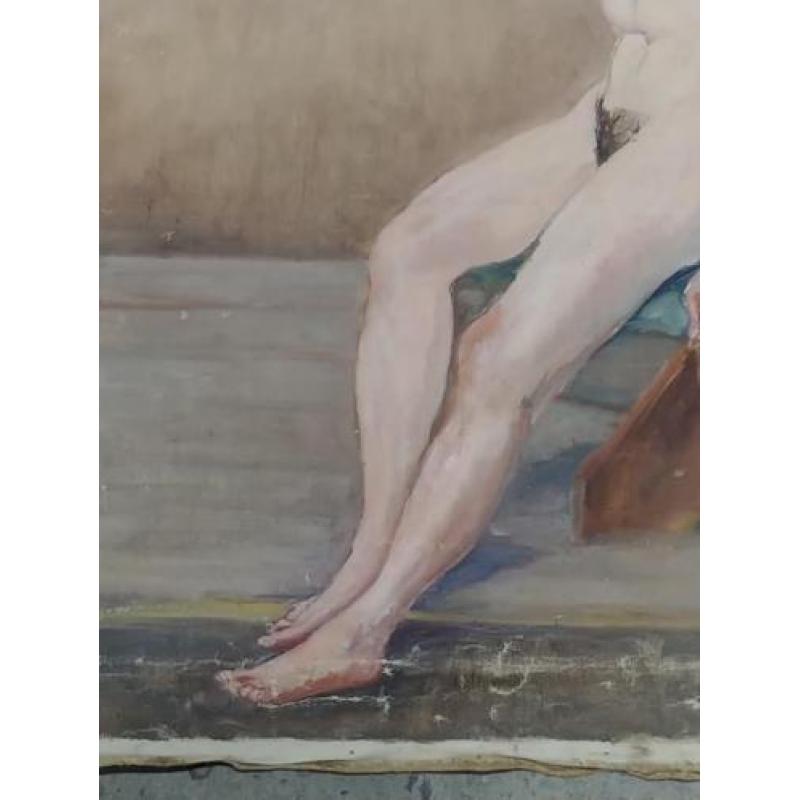 Naaktportret olieverf op doek plopatou?/Jordens?