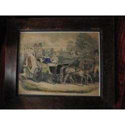 2 ingelijste ingekleurde litho,s 19 de eeuw