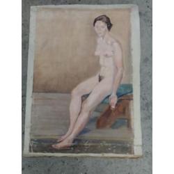 Naaktportret olieverf op doek plopatou?/Jordens?