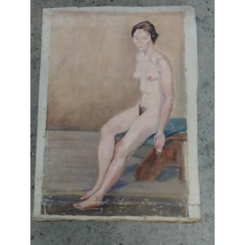 Naaktportret olieverf op doek plopatou?/Jordens?
