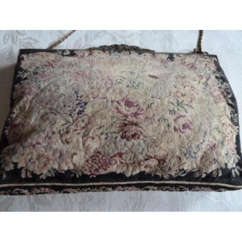 Antiek 19e eeuw petit point tasje, zeldzaam fijn / Luxeriös