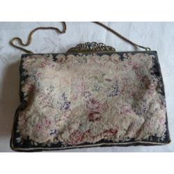 Antiek 19e eeuw petit point tasje, zeldzaam fijn / Luxeriös