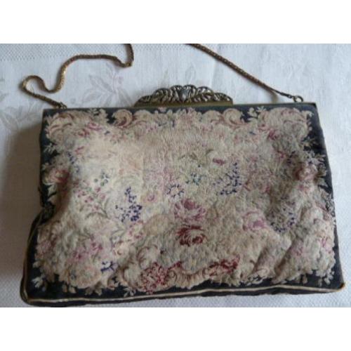 Antiek 19e eeuw petit point tasje, zeldzaam fijn / Luxeriös