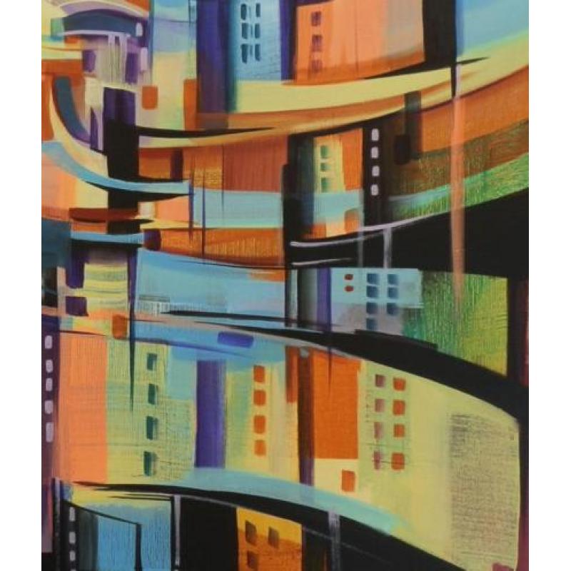 " City Rythm " Acrylschilderij van Galya Bukova