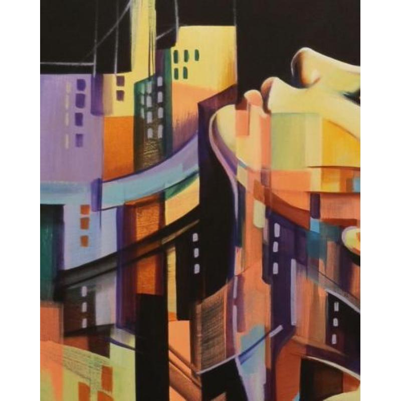 " City Rythm " Acrylschilderij van Galya Bukova