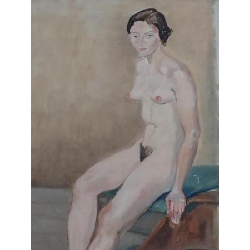 Naaktportret olieverf op doek plopatou?/Jordens?