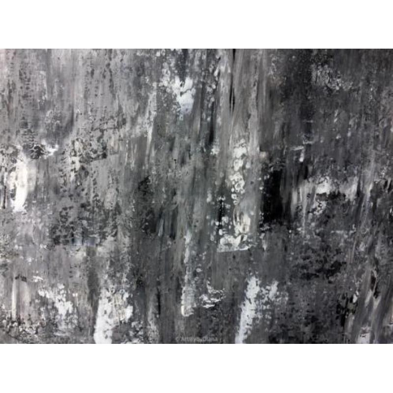Handgemaakt Origineel Abstract Schilderij, Grijs Wit Nieuw