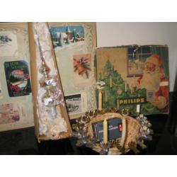 16 oude kerstballen in orginele oude doos zilverglas gdr etc