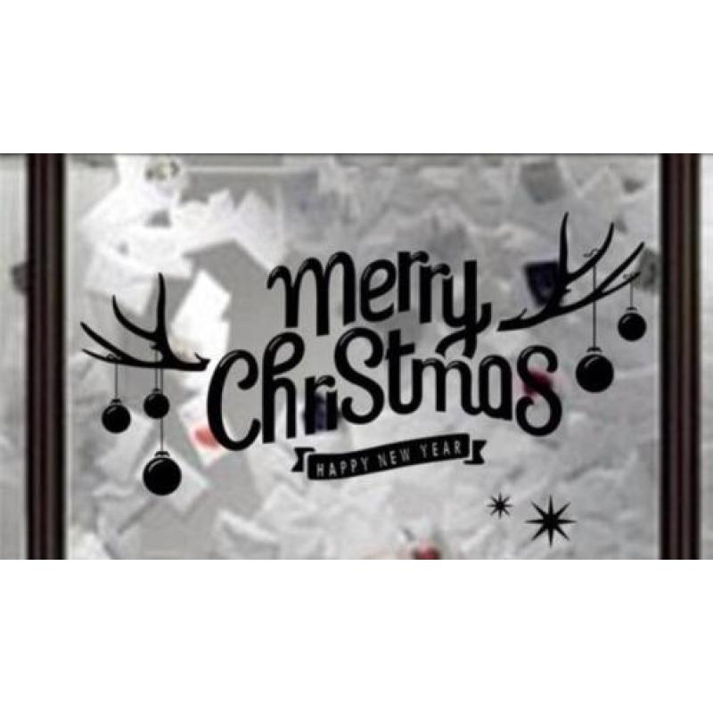 Raamsticker muursticker merry christmas rendier gewei nieuw