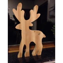 set van 3 dieren, (hert rendier beeld hout kerst decoratie)