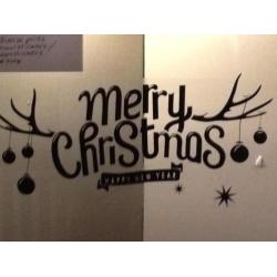 Raamsticker muursticker merry christmas rendier gewei nieuw