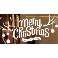 Raamsticker muursticker merry christmas rendier gewei nieuw