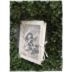 Hele mooie kerstkaart met mooie kant en strik, 15x10 envelop