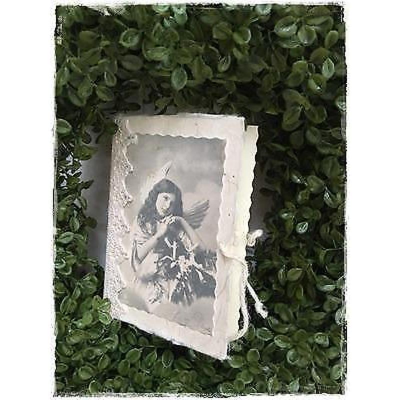 Hele mooie kerstkaart met mooie kant en strik, 15x10 envelop