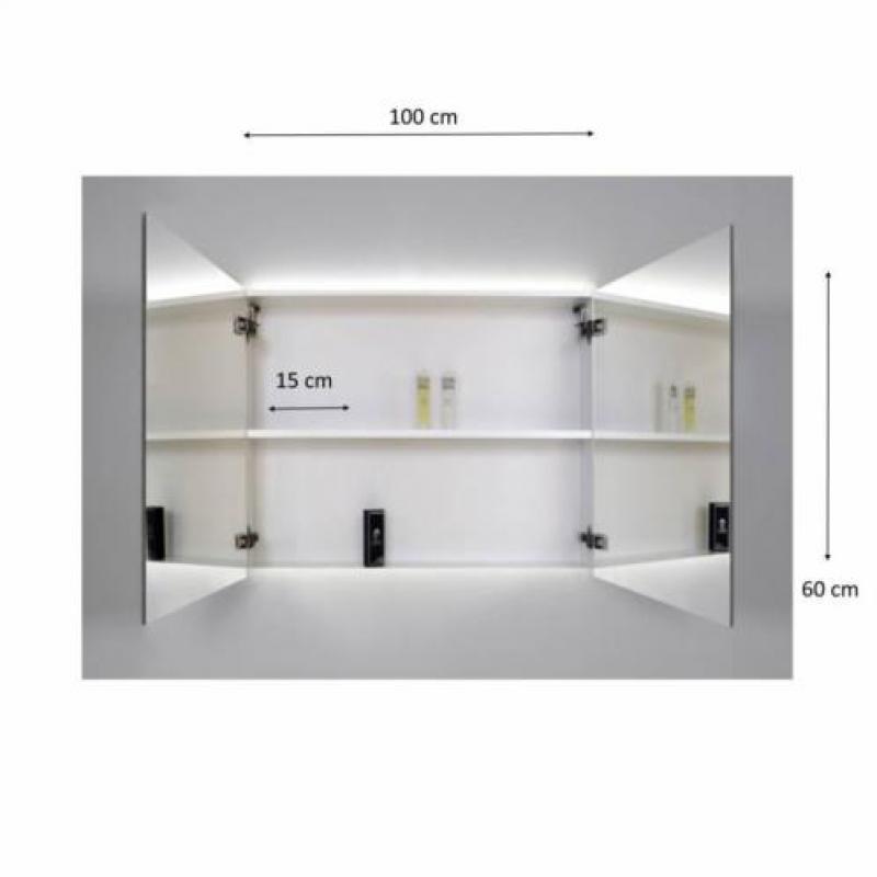Spiegelkast Sanicare Qlassics Ambiance 100 cm 2 Deuren Tr...