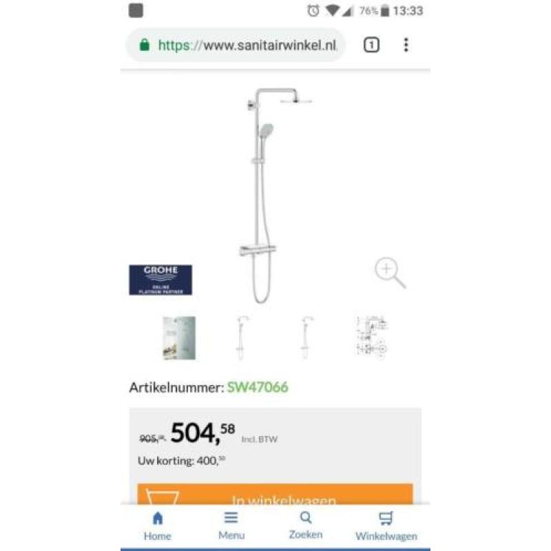 Grohe regendouche 21cm douchesysteem