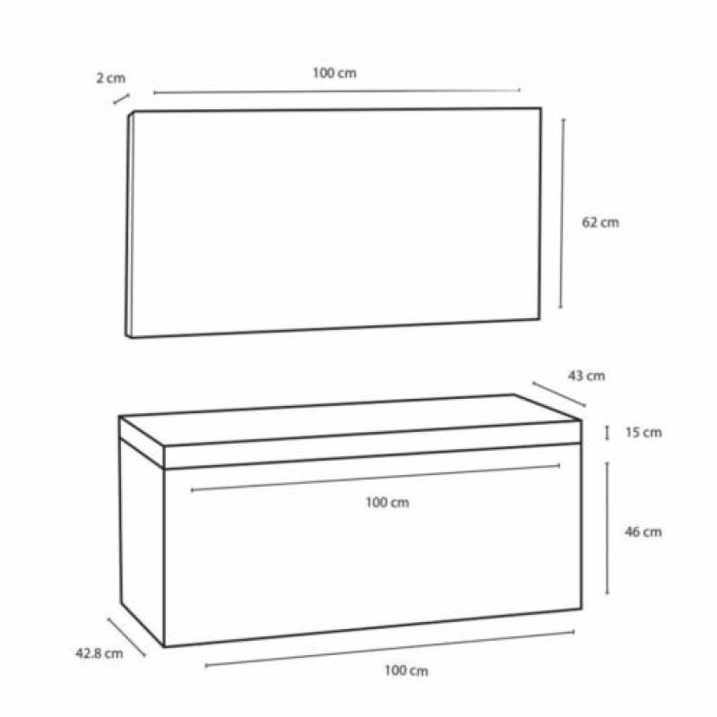 Badmeubelset Differnz The Collection 100x43x61 cm Wit/Zwa...