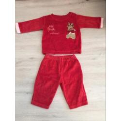 Kerstpak maat 50 - 56 My first XMas, velours, zie foto s