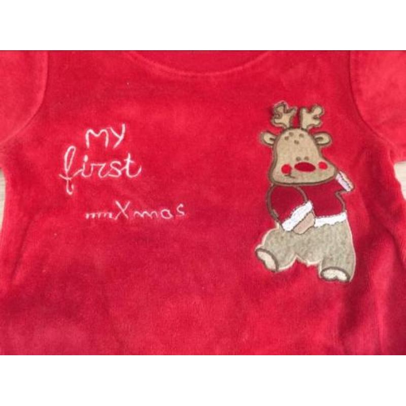 Kerstpak maat 50 - 56 My first XMas, velours, zie foto s
