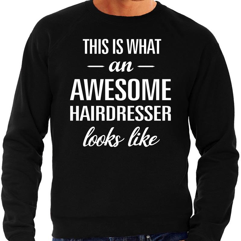 Awesome hairdresser kapper cadeau sweater zwart heren M