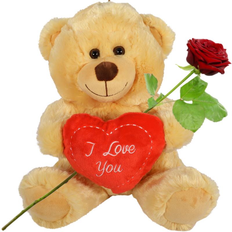 Bruine knuffelbeer I love you met rood hart