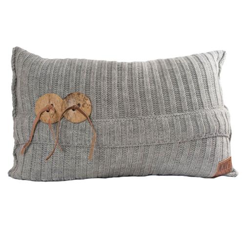Aran kussen 60 x 40 lichtgrijs