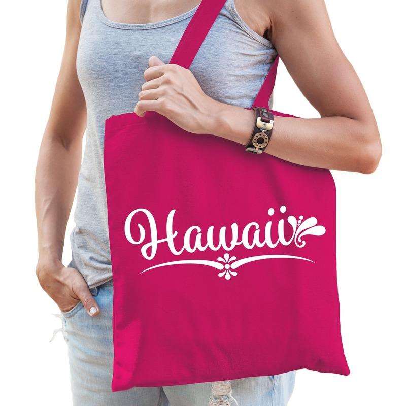 Hawaii kado tas roze katoen