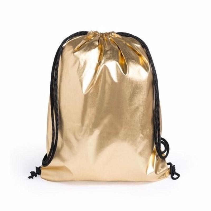 Goud metallic gymtas zwemtas met rijgkoord 34 x 42 cm