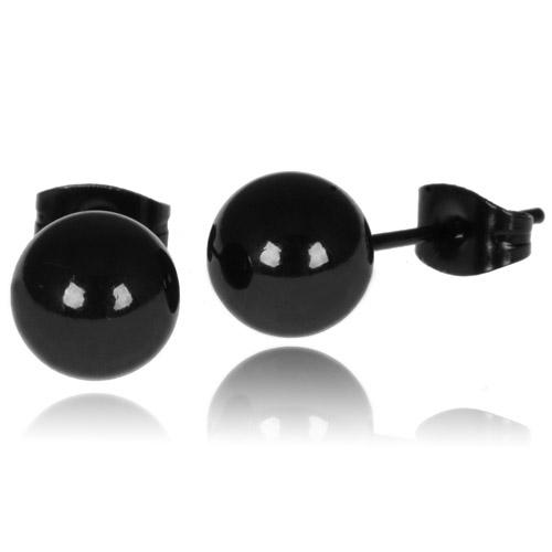 LGT Jewels Stud oorbellen Bol Zwart 6mm