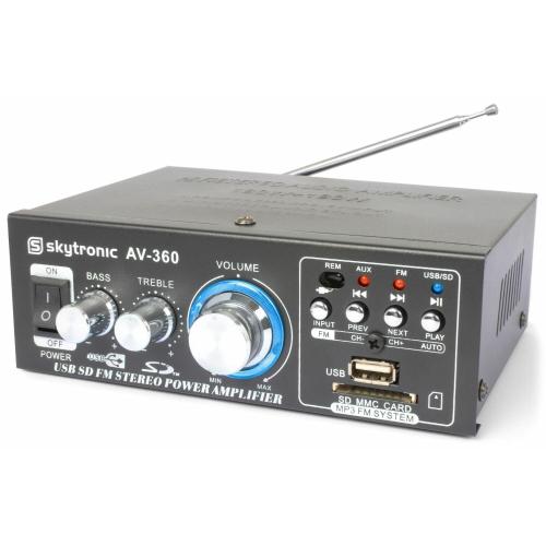 SkyTronic AV 360 USB MP3 Versterker met afstandsbediening