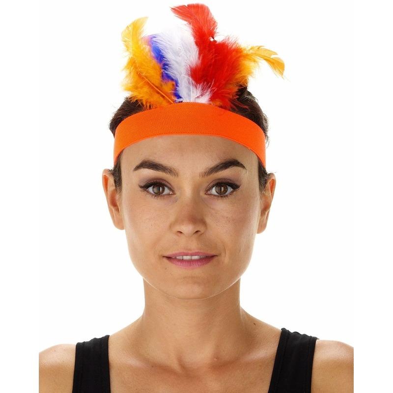 Oranje indianentooi verkleed hoofdband voor dames