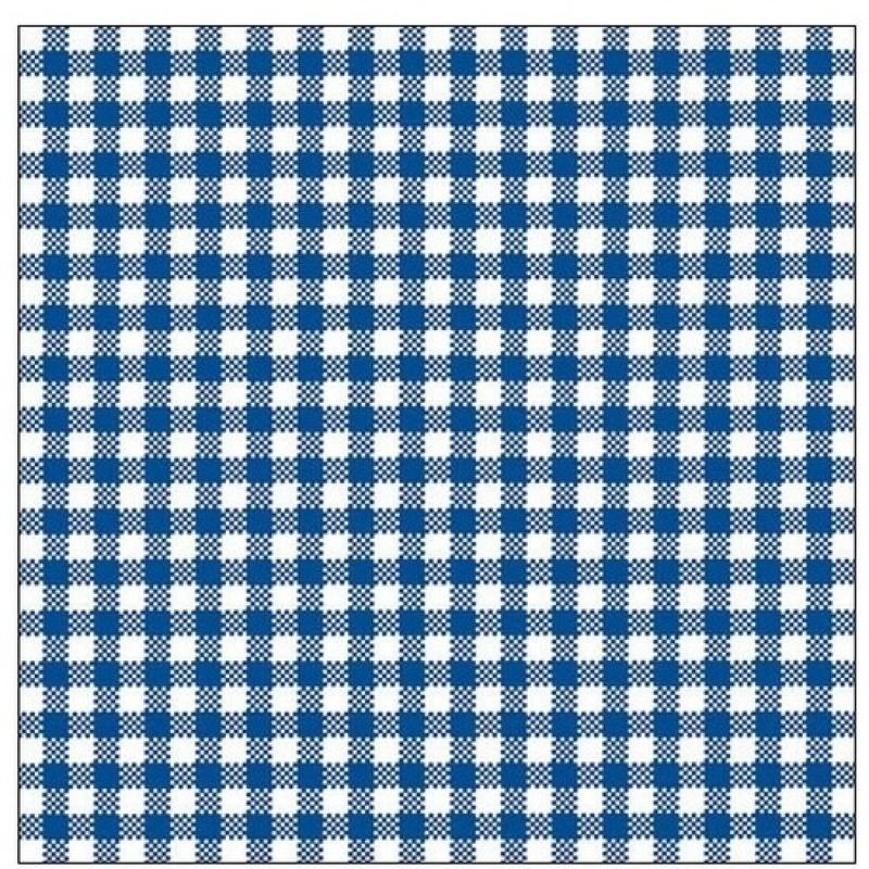 Servetten - geruit/ruitjes - blauw/wit - 60x stuks - 3-laags - feestartikelen party bbq servetten