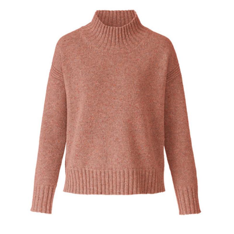 Pullover met opstaande kraag van bio-merinowol, meloen Maat: 46