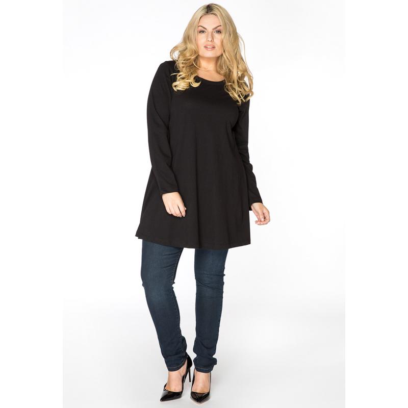 Tuniek long sleeve wide bottom VISCOSE 46/48 black
